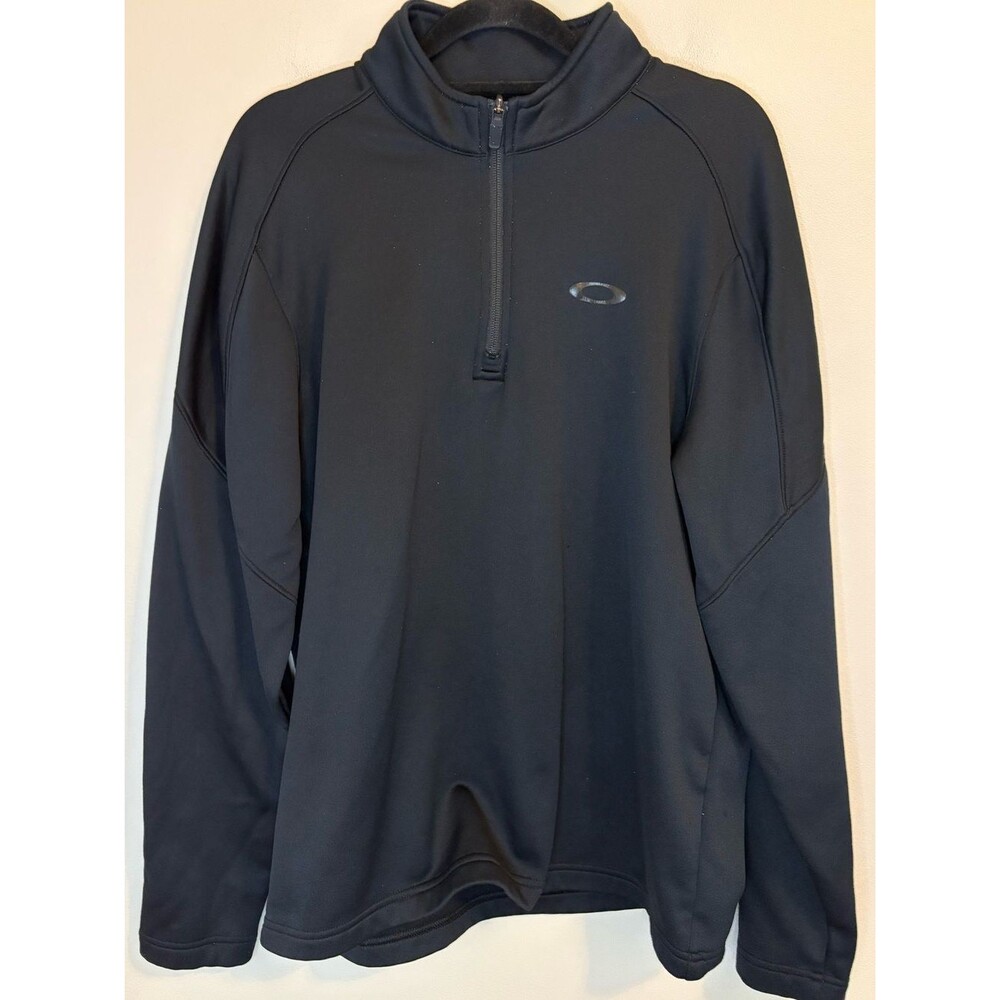 Oakley Quarter Zip Pullover Black Fleece Lined Athletic Jacket Small